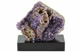 Wide, Purple Amethyst Crystal Cluster On Wood Base - Uruguay #101462-1